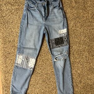 Hollister Blue Patchwork Women Jeans